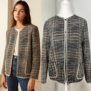 Max Studio Tweed Plaid Casual Blazer L
